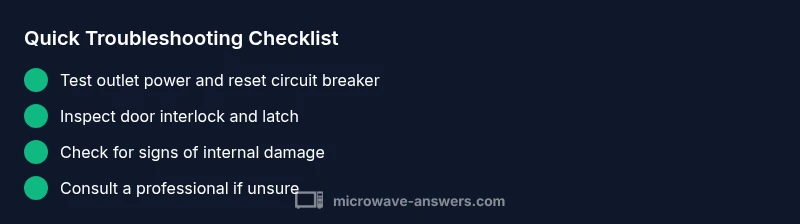 Checklist infographic for microwave troubleshooting