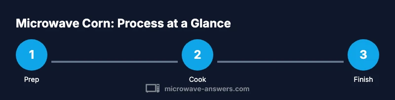 Process infographic showing microwave corn steps